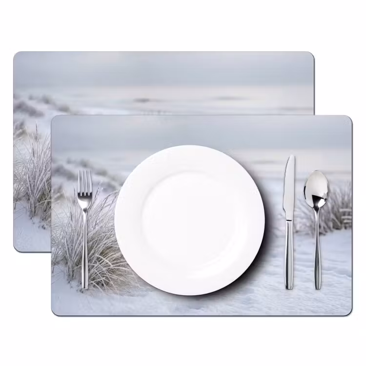 Placemat - 6 stuks - Duinen - Sneeuw - Strand - Winter - Serene — 2