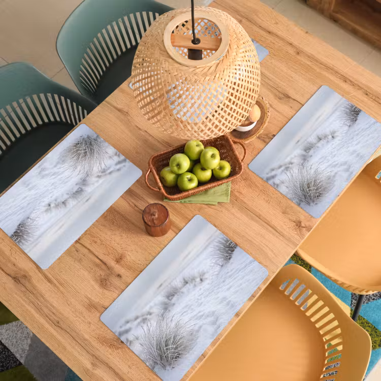 Placemat - 6 stuks - Duinen - Sneeuw - Strand - Winter - Serene — 6