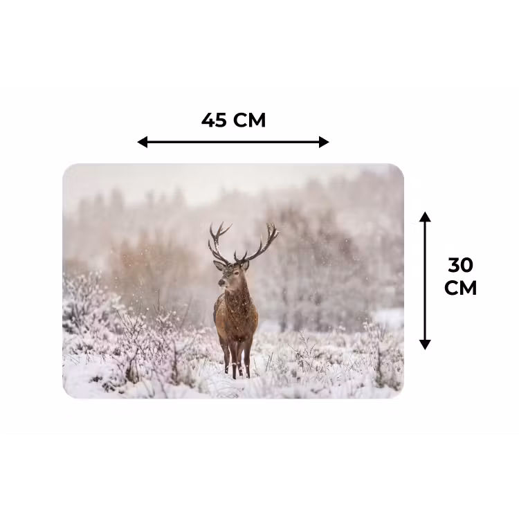 Placemat - 6 stuks - Edelhert - Bos - Sneeuw - Winter - Majestueus — 3
