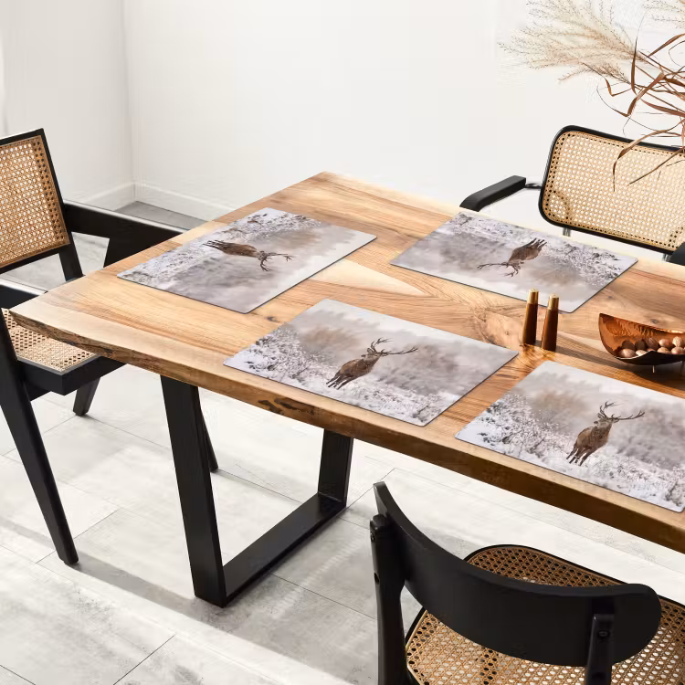 Placemat - 6 stuks - Edelhert - Bos - Sneeuw - Winter - Majestueus — 5