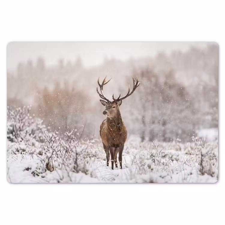 Placemat - 6 stuks - Edelhert - Bos - Sneeuw - Winter - Majestueus — 7
