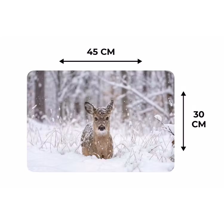 Placemat - 6 stuks - Hert - Sneeuw - Bos - Dieren - Vertederend — 3