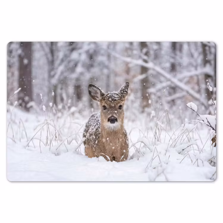 Placemat - 6 stuks - Hert - Sneeuw - Bos - Dieren - Vertederend — 7