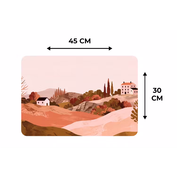 Placemat - 6 stuks - Heuvellandschap - Grafisch - Terracotta — 3