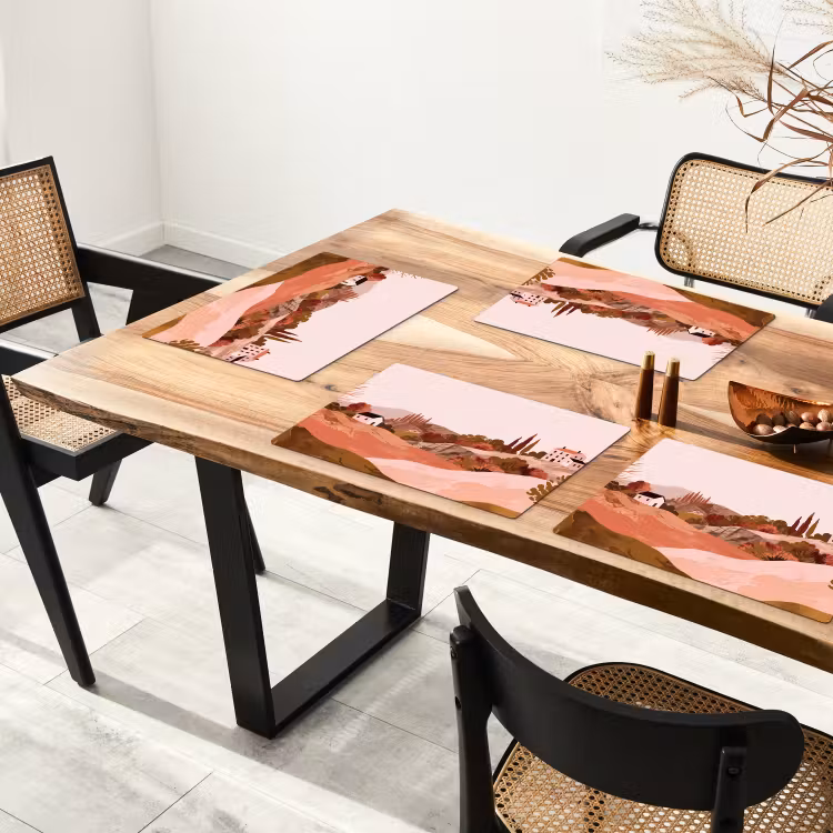 Placemat - 6 stuks - Heuvellandschap - Grafisch - Terracotta — 5