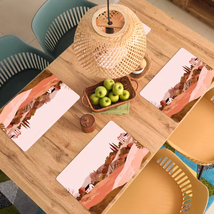 Placemat - 6 stuks - Heuvellandschap - Grafisch - Terracotta — 6