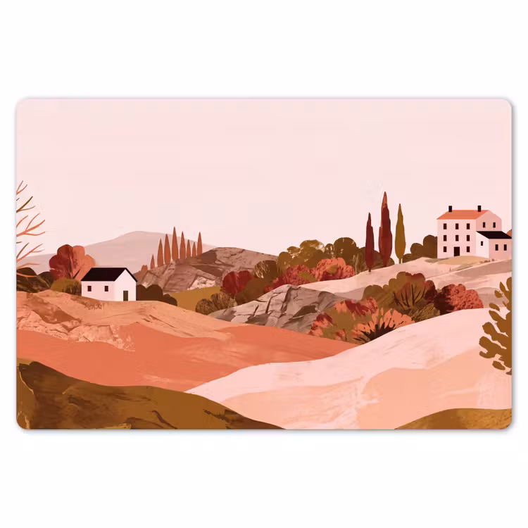 Placemat - 6 stuks - Heuvellandschap - Grafisch - Terracotta — 7