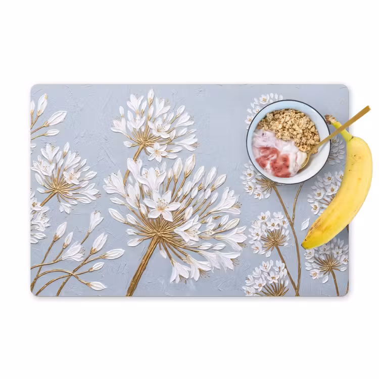 Placemat - 6 stuks - Illustratie - Bloemen - Blauw — 1