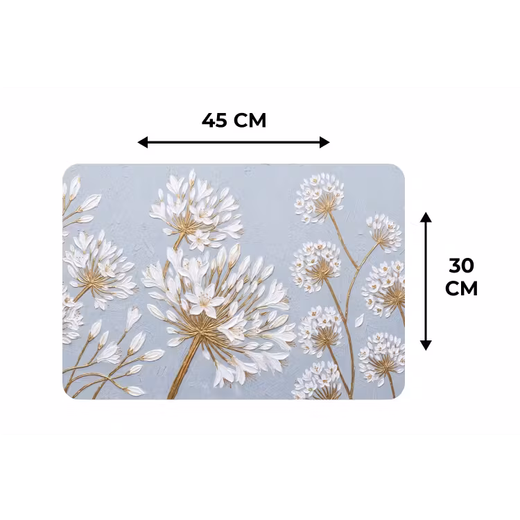 Placemat - 6 stuks - Illustratie - Bloemen - Blauw — 3