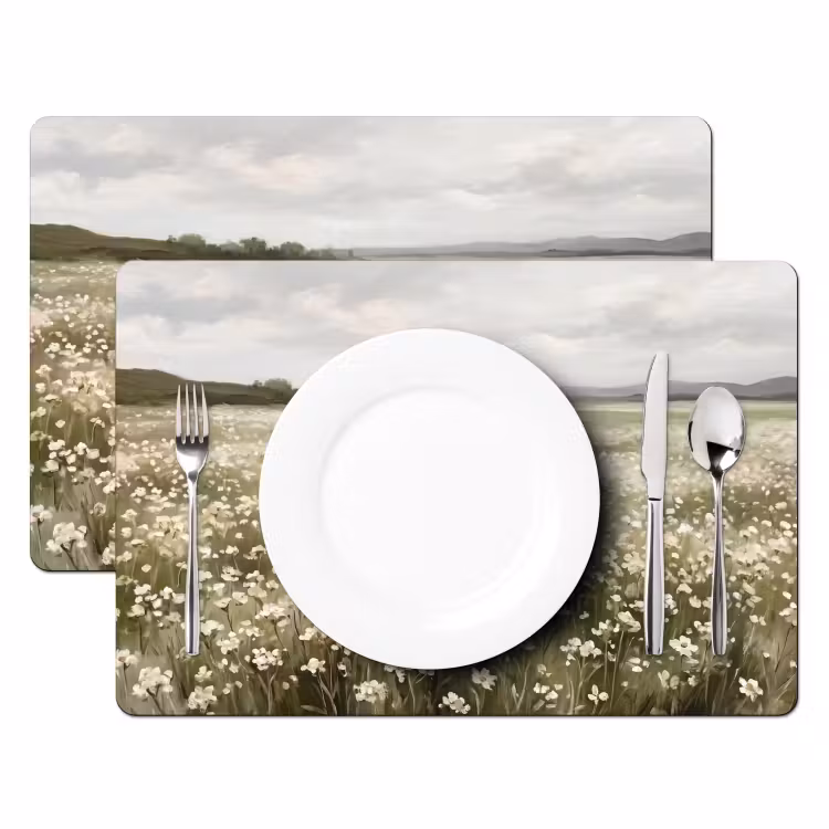 Placemat - 6 stuks - Illustratie - Landschap - Wit — 2