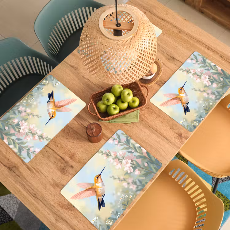 Placemat - 6 stuks - Kolibrie - Illustratie - Kleurrijk — 6