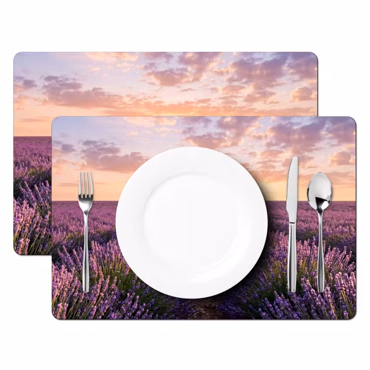 Placemat - 6 stuks - Landschap - Lavendelveld - Paars — 2