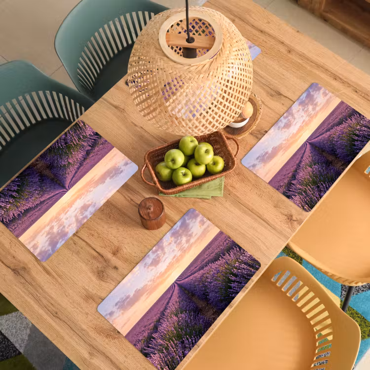 Placemat - 6 stuks - Landschap - Lavendelveld - Paars — 6