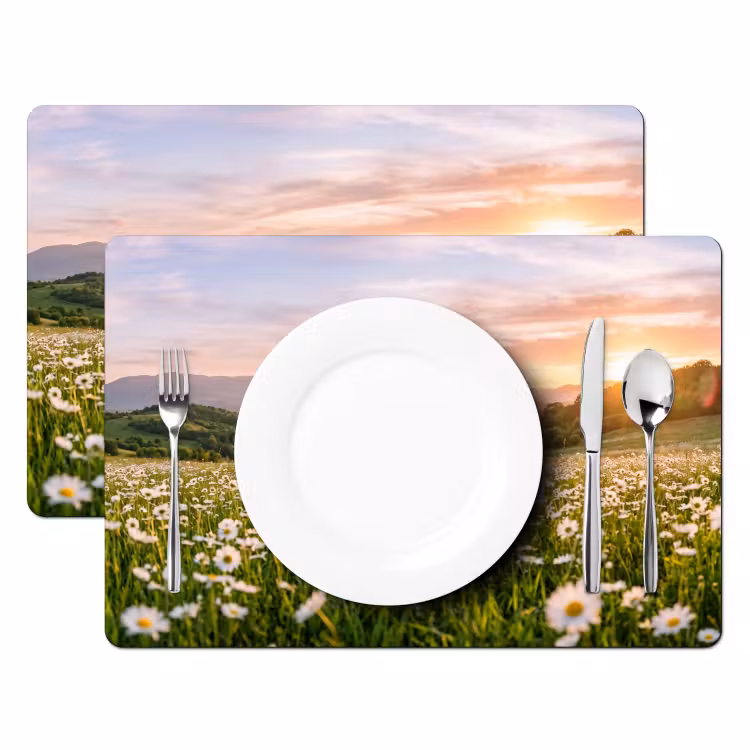 Placemat - 6 stuks - Madelief - Veld - Heuvels - Groen — 2