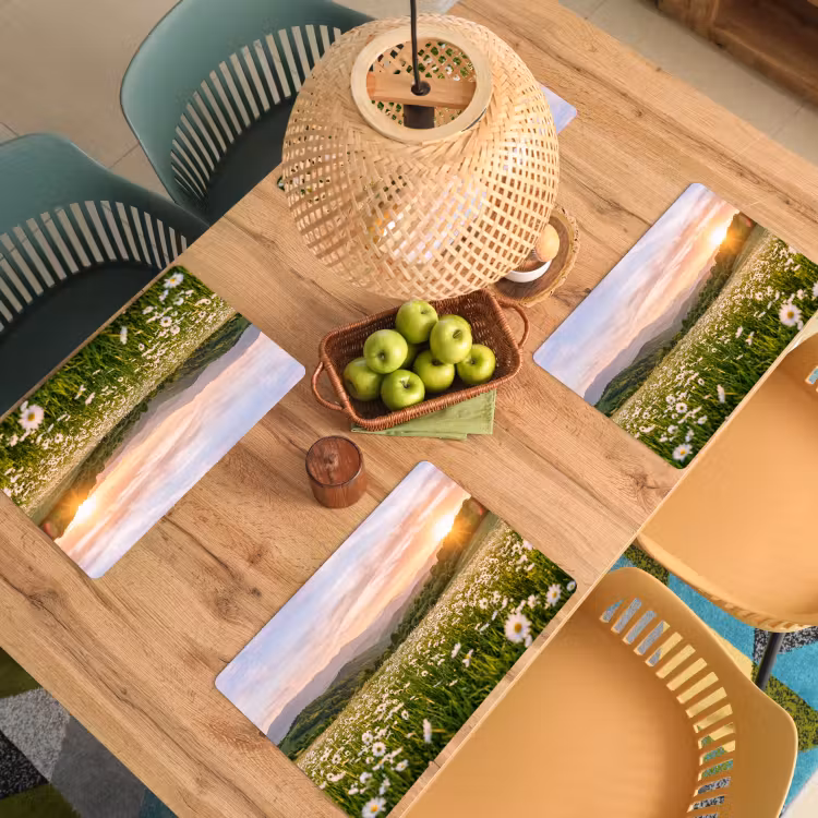 Placemat - 6 stuks - Madelief - Veld - Heuvels - Groen — 6