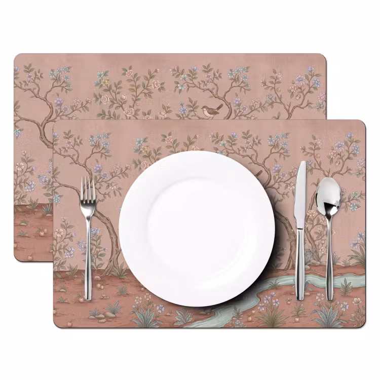 Placemat - 6 stuks - Nostalgisch - Reigers - Roze — 2
