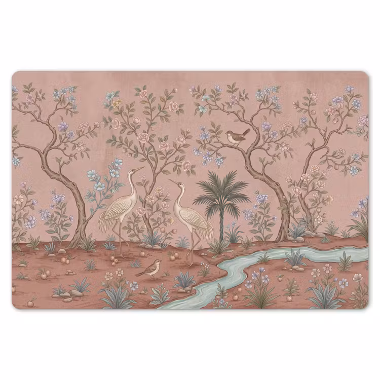 Placemat - 6 stuks - Nostalgisch - Reigers - Roze — 7