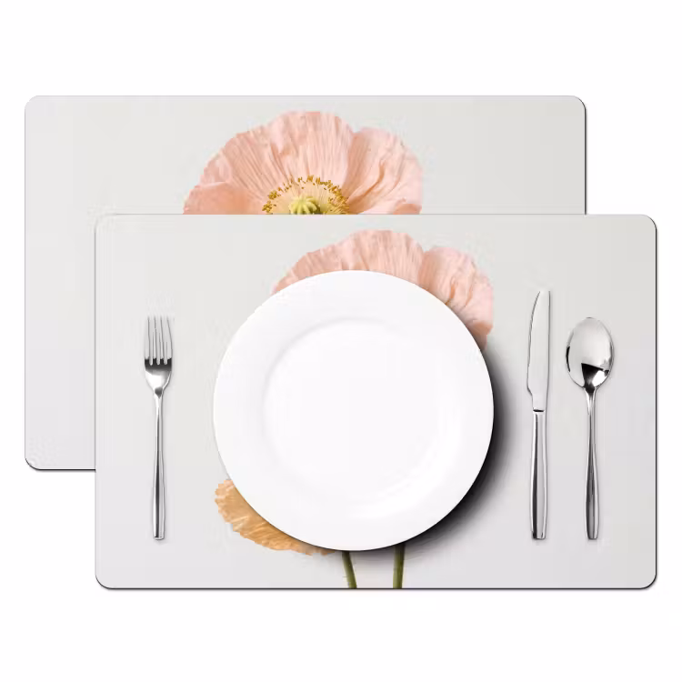 Placemat - 6 stuks - Papavers - Botanisch - Roze — 2