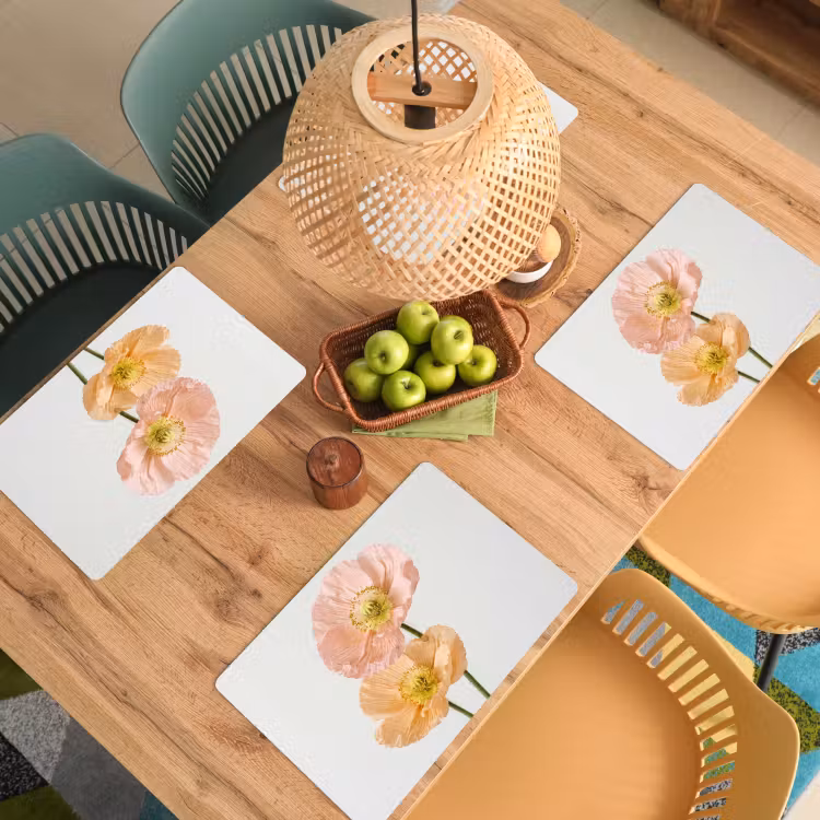 Placemat - 6 stuks - Papavers - Botanisch - Roze — 6