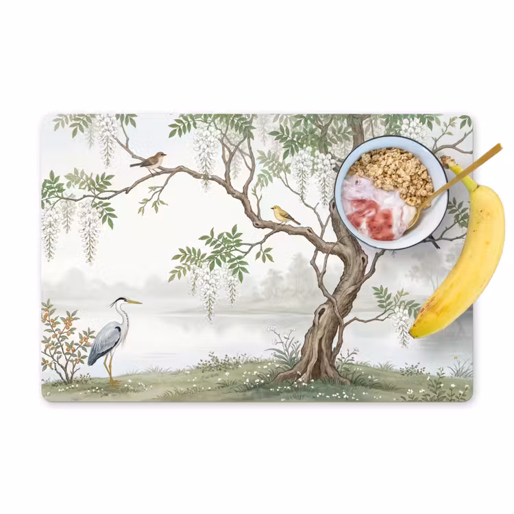 Placemat - 6 stuks - Reiger - Landschap - Groen — 1