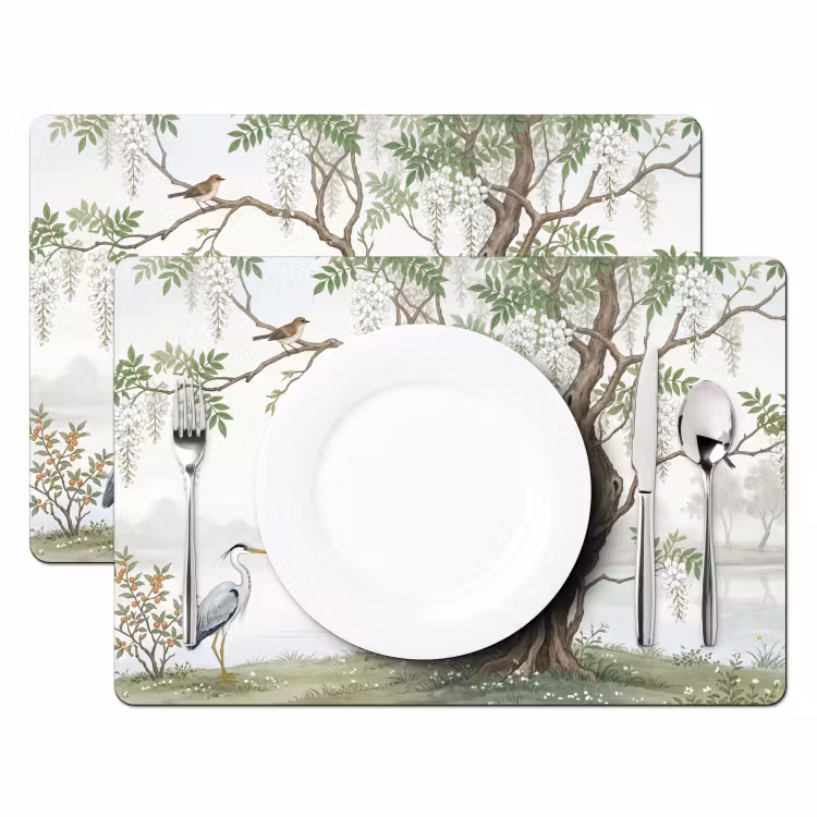 Placemat - 6 stuks - Reiger - Landschap - Groen — 2