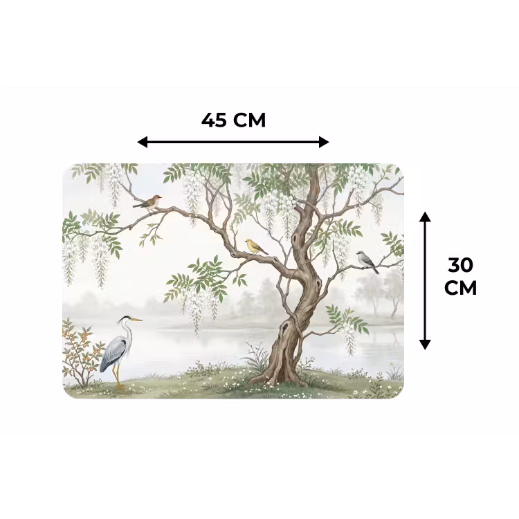 Placemat - 6 stuks - Reiger - Landschap - Groen — 3