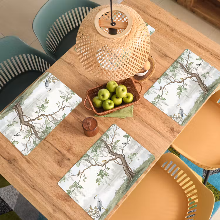 Placemat - 6 stuks - Reiger - Landschap - Groen — 6