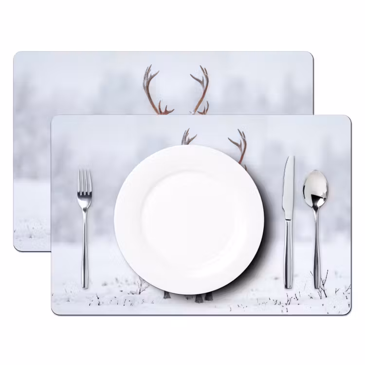 Placemat - 6 stuks - Rendier - Gewei - Toendra - Sneeuw - Wild — 2