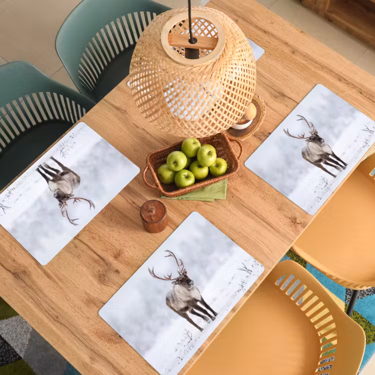 Placemat - 6 stuks - Rendier - Gewei - Toendra - Sneeuw - Wild — 6