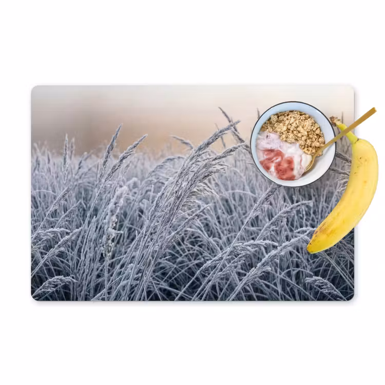 Placemat - 6 stuks - Rijp - Gras - Kristallen - Winter - Minimalistisch — 1