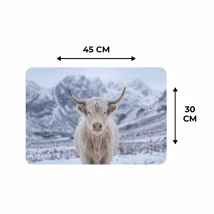 Placemat - 6 stuks - Schotse Hooglander - Sneeuw - Bergen - Winter — 3