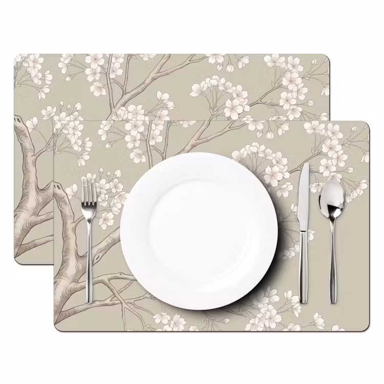 Placemat - 6 stuks - Sereen - Bloesem - Wit — 2