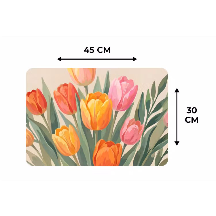 Placemat - 6 stuks - Tulpen - Abstract - Kleurrijk — 3