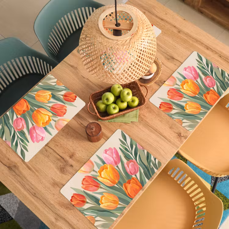 Placemat - 6 stuks - Tulpen - Abstract - Kleurrijk — 6