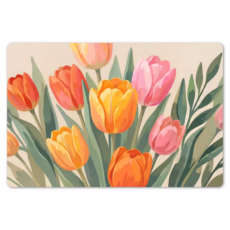 Placemat - 6 stuks - Tulpen - Abstract - Kleurrijk — 7