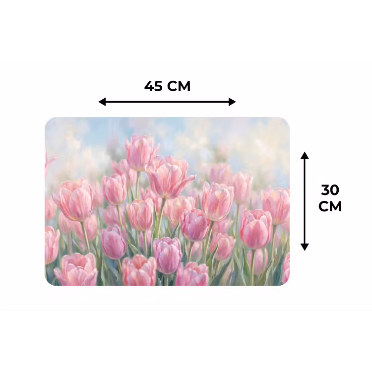 Placemat - 6 stuks - Tulpen - Veld - Lente - Roze — 3