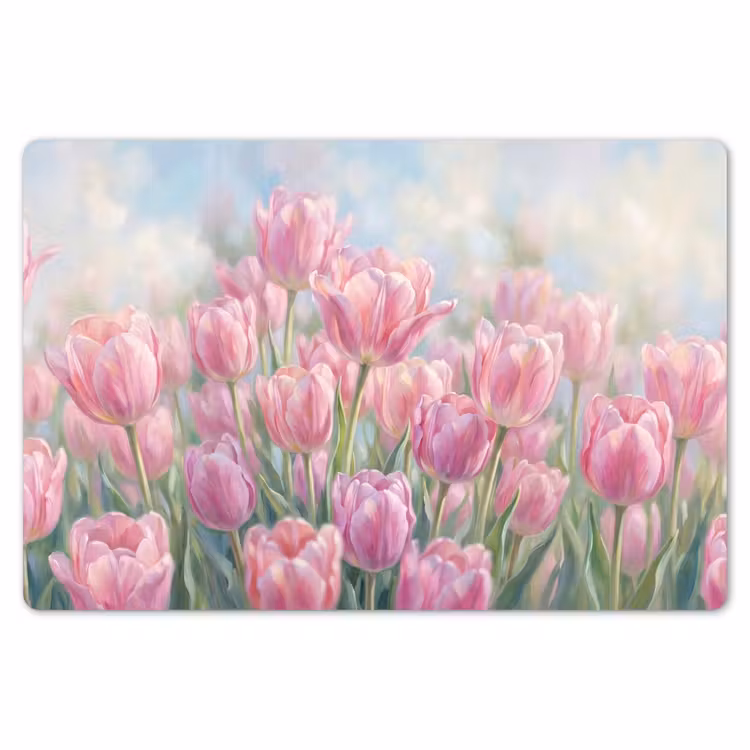 Placemat - 6 stuks - Tulpen - Veld - Lente - Roze — 7