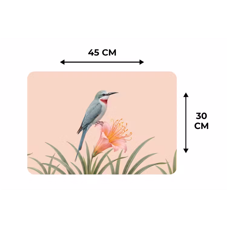 Placemat - 6 stuks - Vogel - Bloem - Natuur - Roze — 3
