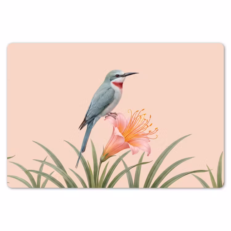 Placemat - 6 stuks - Vogel - Bloem - Natuur - Roze — 7