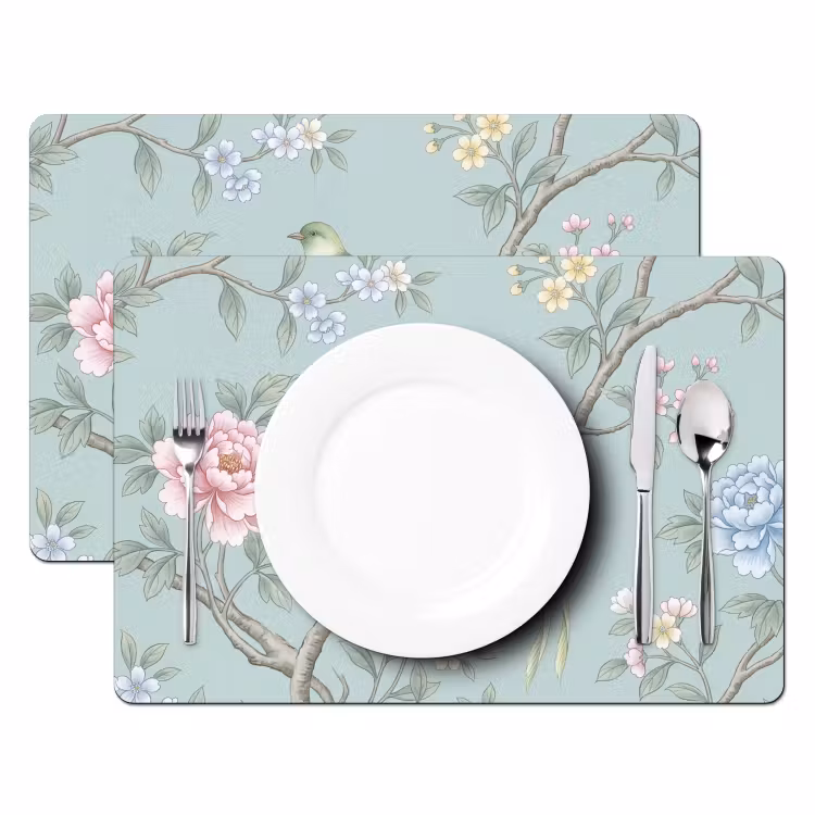 Placemat - 6 stuks - Vogel - Bloemen - Kleurrijk — 2