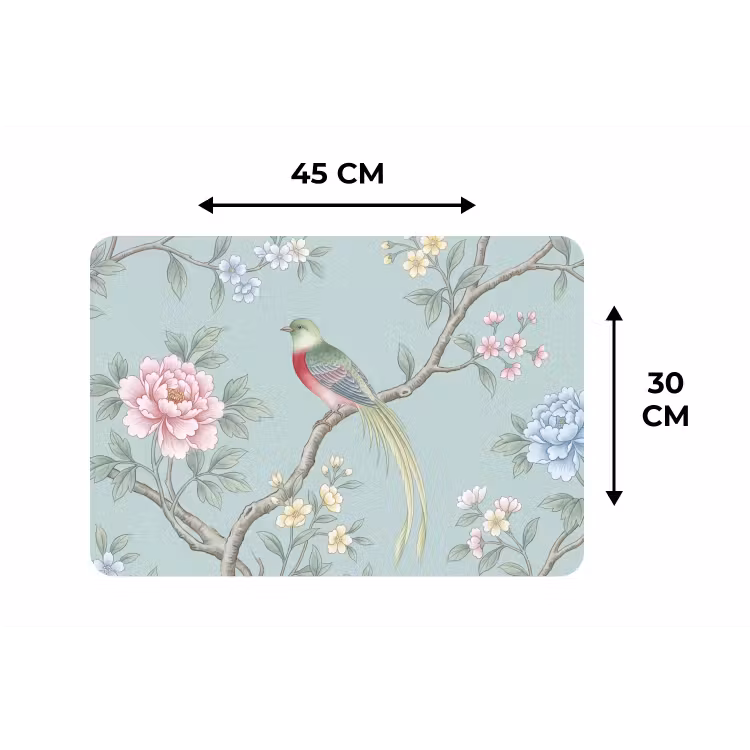 Placemat - 6 stuks - Vogel - Bloemen - Kleurrijk — 3