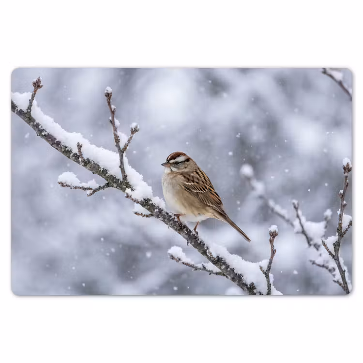 Placemat - 6 stuks - Vogel - Tak - Sneeuw - Winter — 7