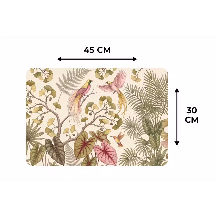 Placemat - 6 stuks - Vogels - Tropisch - Botanisch - Roze — 3