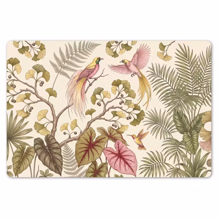 Placemat - 6 stuks - Vogels - Tropisch - Botanisch - Roze — 7