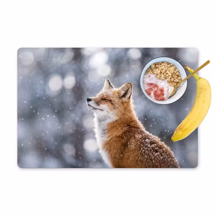 Placemat - 6 stuks - Vos - Sneeuwval - Portret - Winter - Sfeervol — 1