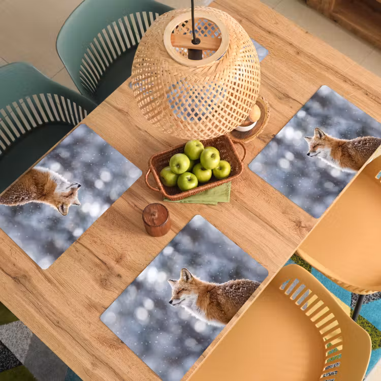 Placemat - 6 stuks - Vos - Sneeuwval - Portret - Winter - Sfeervol — 6