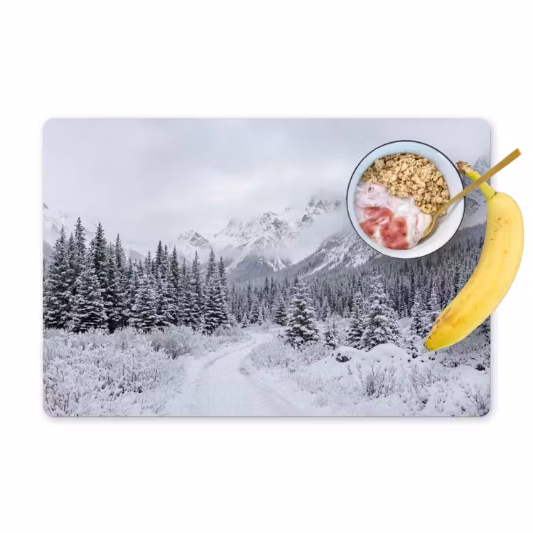Placemat - 6 stuks - Weg - Bergen - Sneeuw - Naaldbos - Avontuurlijk — 1