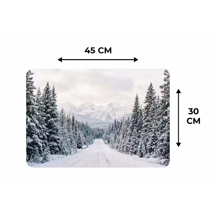 Placemat - 6 stuks - Weg - Sneeuw - Naaldbos - Winter - Avontuurlijk — 3