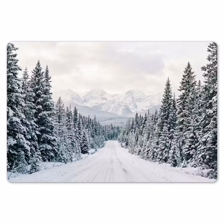 Placemat - 6 stuks - Weg - Sneeuw - Naaldbos - Winter - Avontuurlijk — 7
