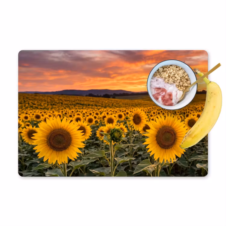 Placemat - 6 stuks - Zonnebloemen - Heuvellandschap - Geel — 1